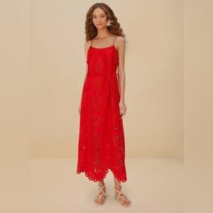 Farm Rio Red Flowers Richelieu Maxi Dress L